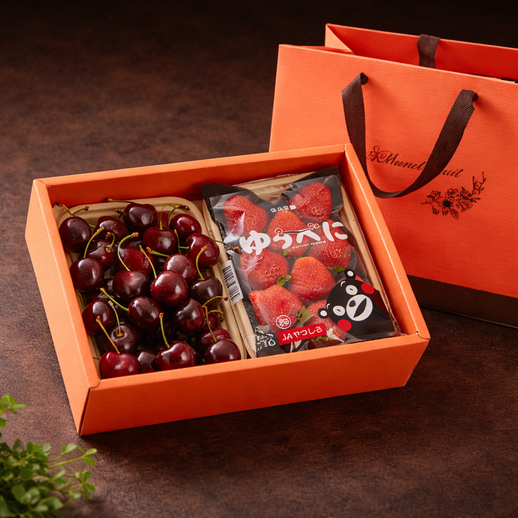 政經嚴選水果禮盒組！日本熊本草莓1盤+智利櫻桃600g